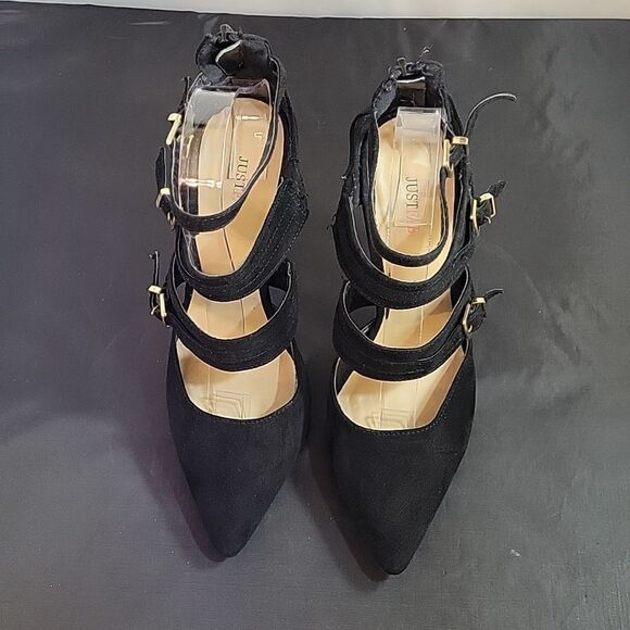 JUSTFAB MULTI-STRAP ADJUSTABLE BUCKLE BACK ZIP CLOSURE WOMEN"S SHOE - Picture 3 of 13